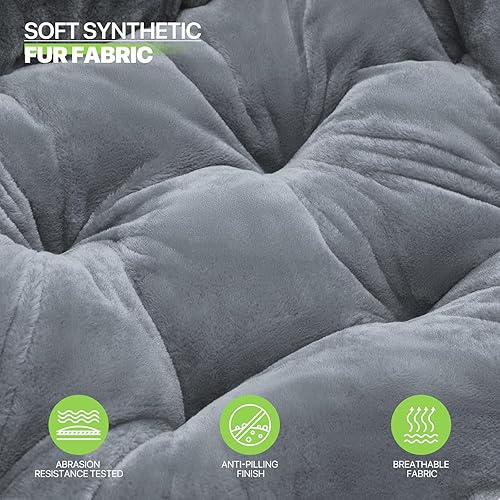 Miniatura 6 de Magshion Silla cuadrada plegable de gran tamaño con platillo de luna para adultos con reposapiés otomano, silla grande y acogedora para dormitorio,