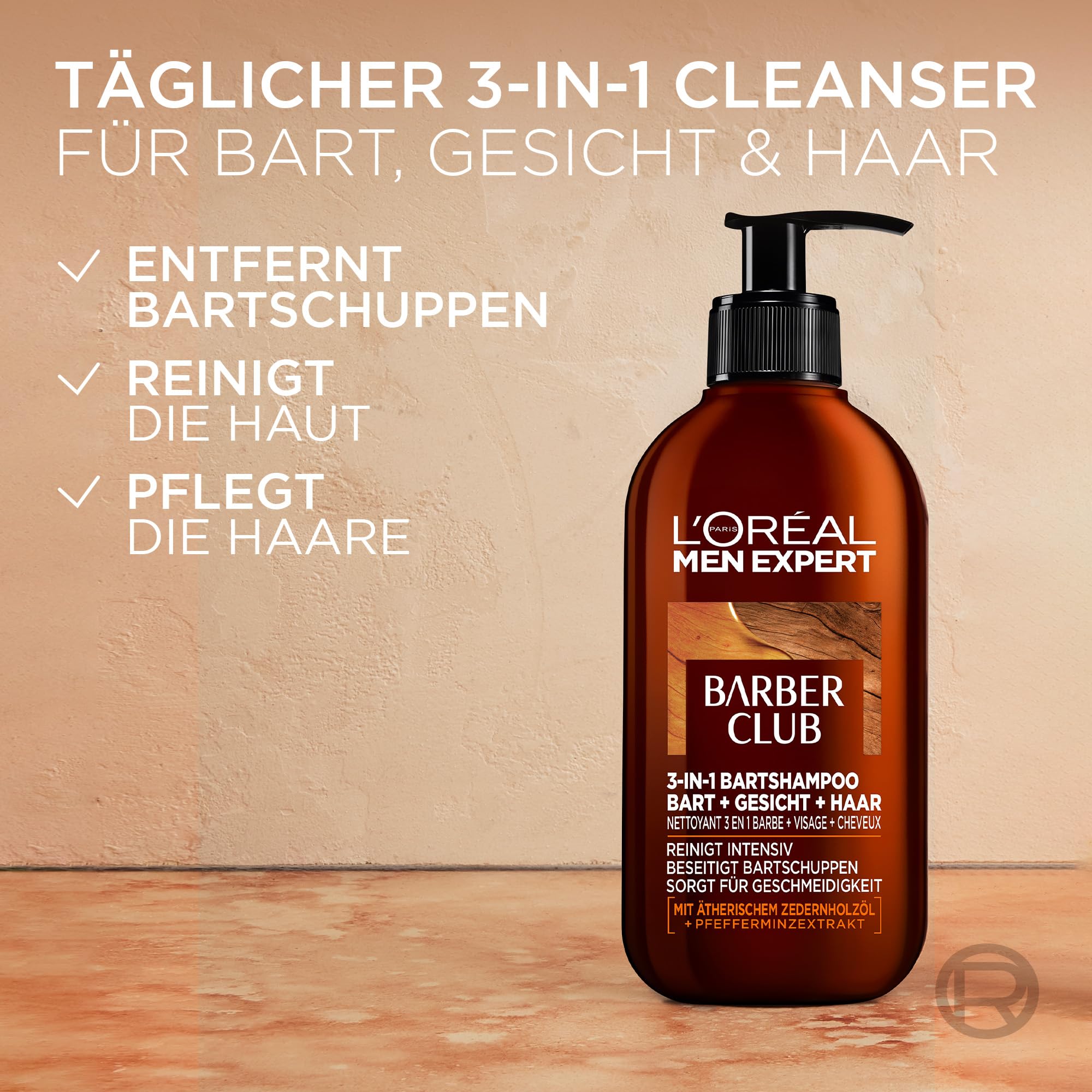 L'Oréal Men Expert Barber-Geschenk-Set für Männer, Geschenkset mit Bartshampoo, Bartbalsam, Bartöl, Pomade & Bartkamm, Barber Club, 1 x 30 ml, 1 x 200 ml, 1 x 75ml, 1 x 50ml