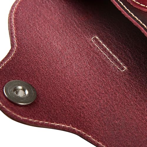 Miniatura 6 de Caso unisex semi duro de cuero genuino para gafas con cinturón para gafas graduadas y gafas de sol de tamaño estándar