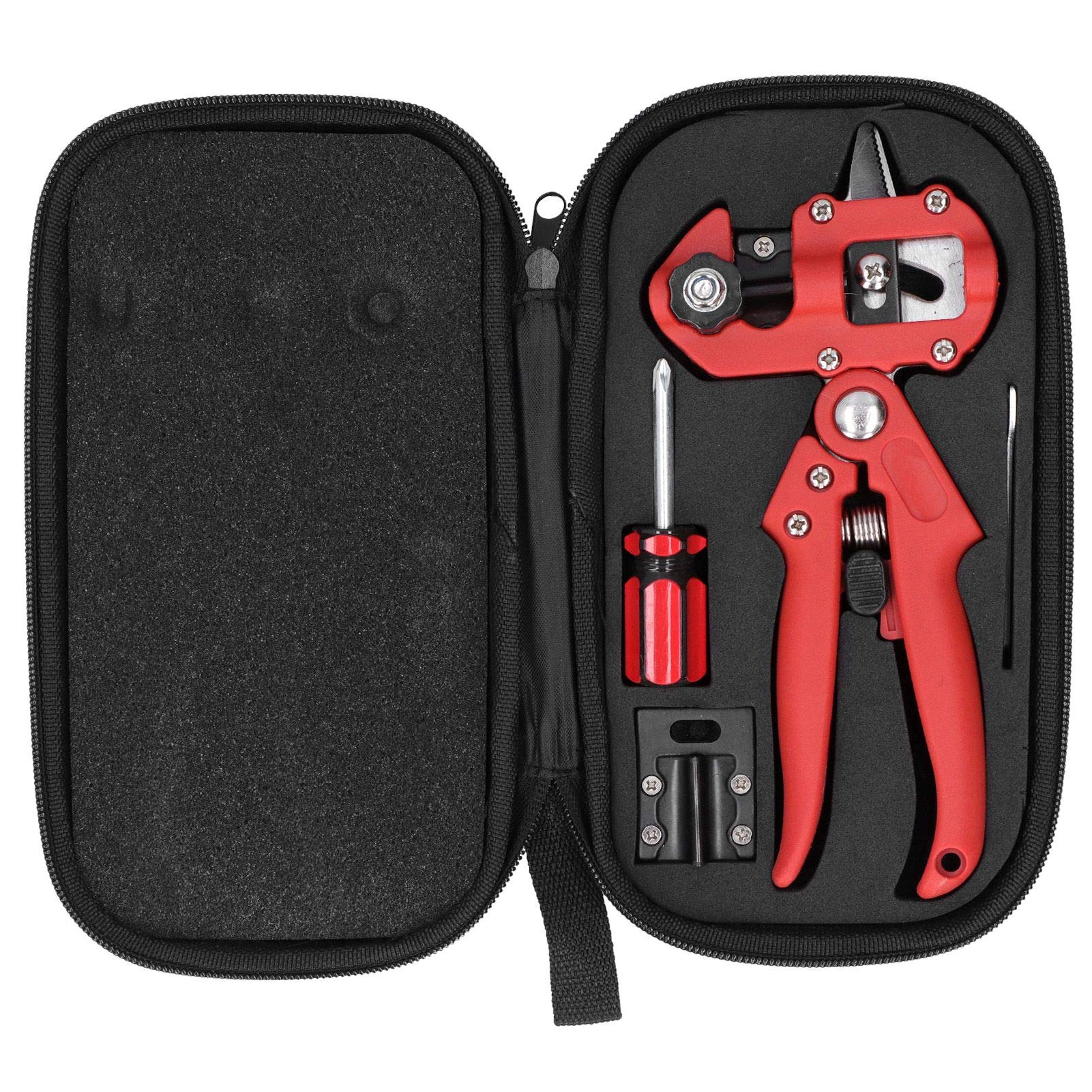 Cocoarm Set di Attrezzi per Innesto da Giardino Cesoie per Potatura per Innesto di Alberi in ABS con Custodia Taglio Preciso dei Rami per Potatura e Giardinieri per Innesti di Piante (rosso)