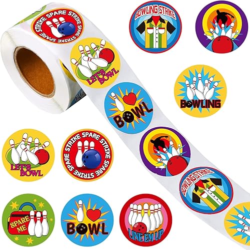 500 calcomanías de bolas de boliche calcomanías deportivas en rollo de bolos suministros de fiesta decoraciones de bricolaje calcomanías para