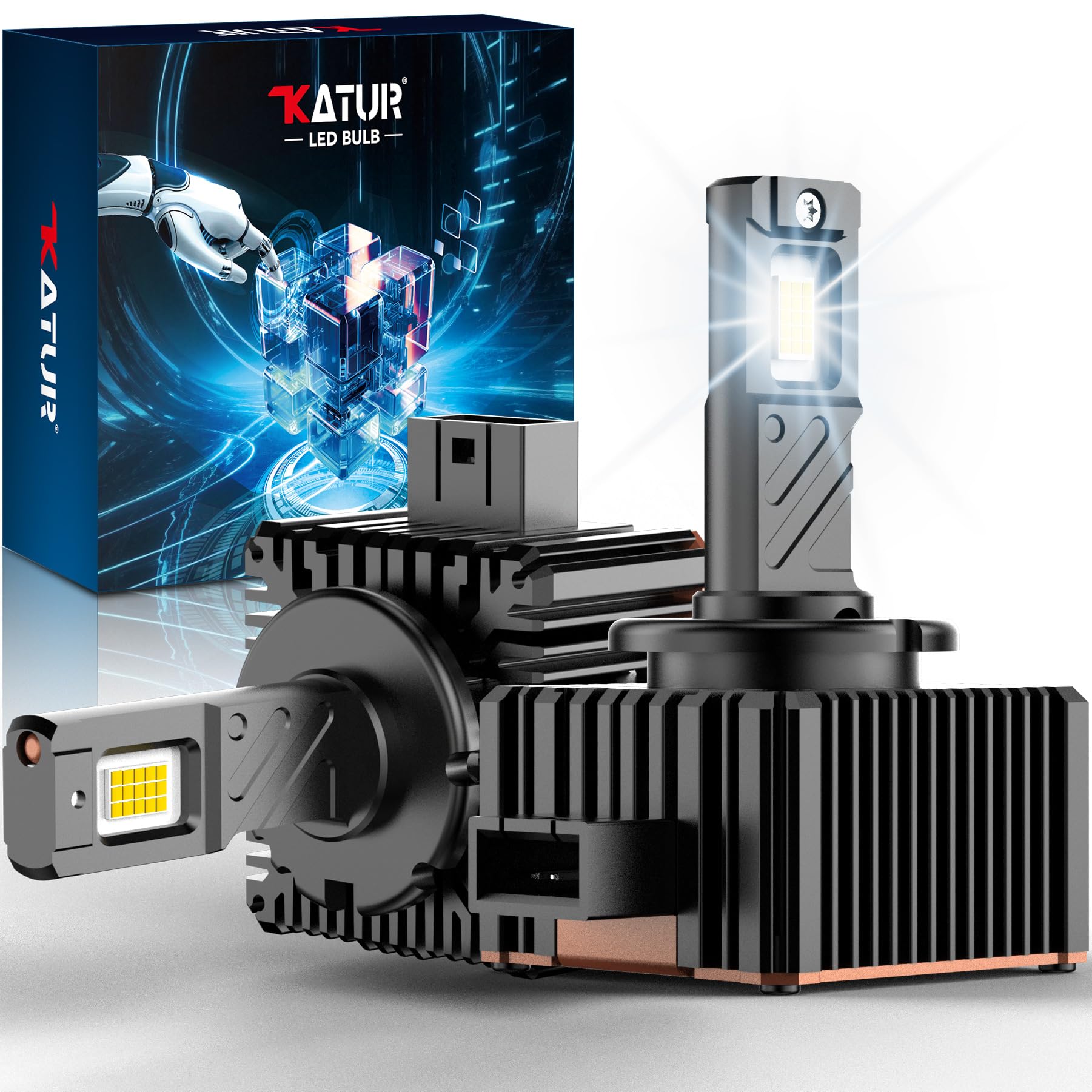 KATUR Żarówki D1R D1S LED 800% jasne, 30000LM 6500K Xenon White 1:1 Żarówki LED D1S Plug and Play, opakowanie 2 szt