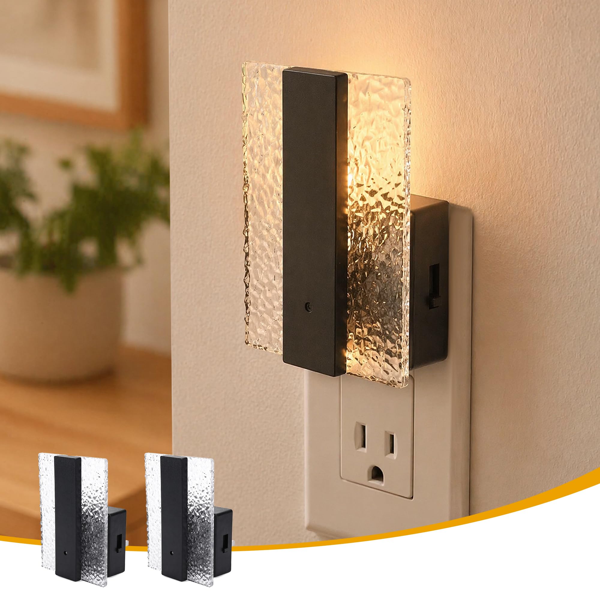 LED Night Light Plug in Wall, Dusk to Dawn Senso, 0-100LM Dimmable, Acrylic 1W LED NightLight with 3000K Warm Glow, Plug in Night Light for Hallway, Stairs and Kitchen