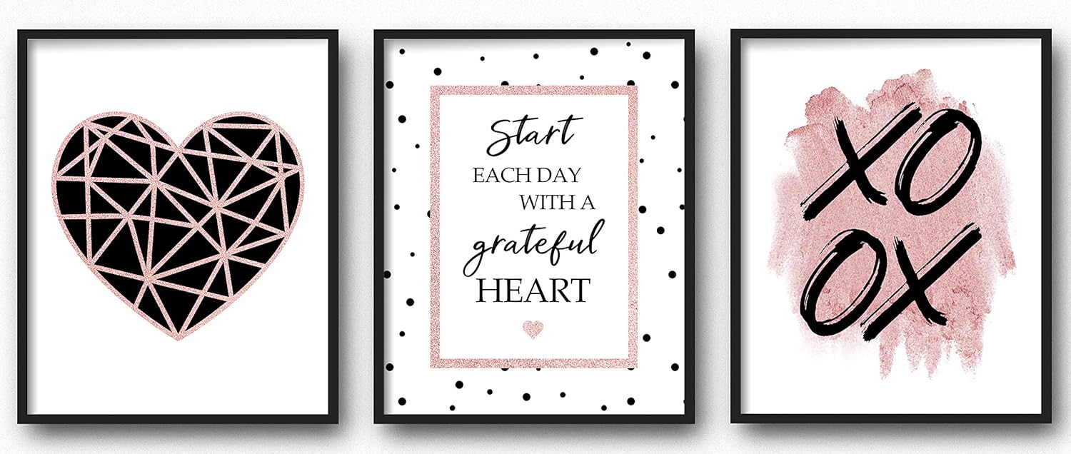 Brooke & Vine Inspirational Girl Room Wall Decor Art Prints (UNFRAMED 8 x 10) Women Office Teen, Tween, Kids, Motivational Posters Home, Bedroom, Dorm or Cubicle (Rose Gold - Grateful Heart) - Image 7