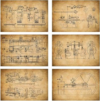 Art Mechanical Blueprint Structural Drawing Poster Print Engineer Design