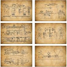 Meishe Art Mechanical Blueprint Structural Drawing Illustration Antique Poster Print Engineer Design Draft Basic Structure Construction of Schematic Diagram Wall Decor20cm x 30cm