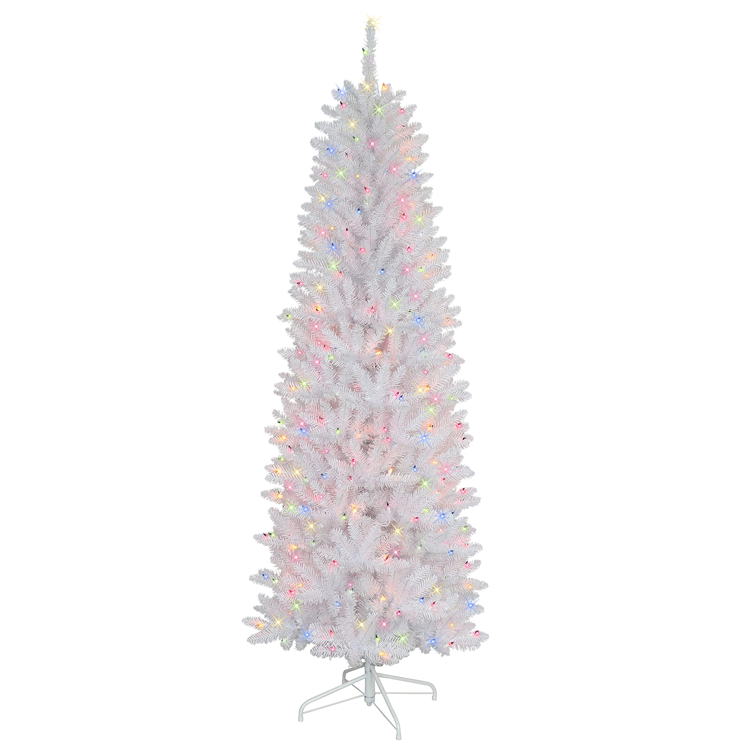 Puleo International Pre-Lit 6.5' Shiny Fraser Fir Artificial Christmas Tree with 250 Lights, White