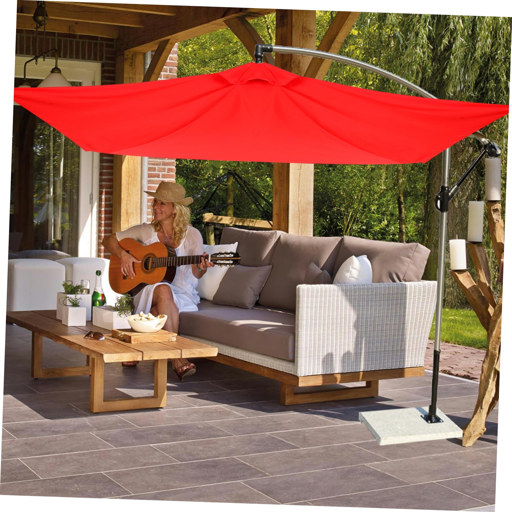 Gogogmee Outdoor Parasol Yard Umbrella Canopy Patio Canopy Patio Umbrella Replacement Parts Umbrella Canopy Supply Wind Proof Canopy Patio Parasol Canopy Umbrella Replacement Fabric