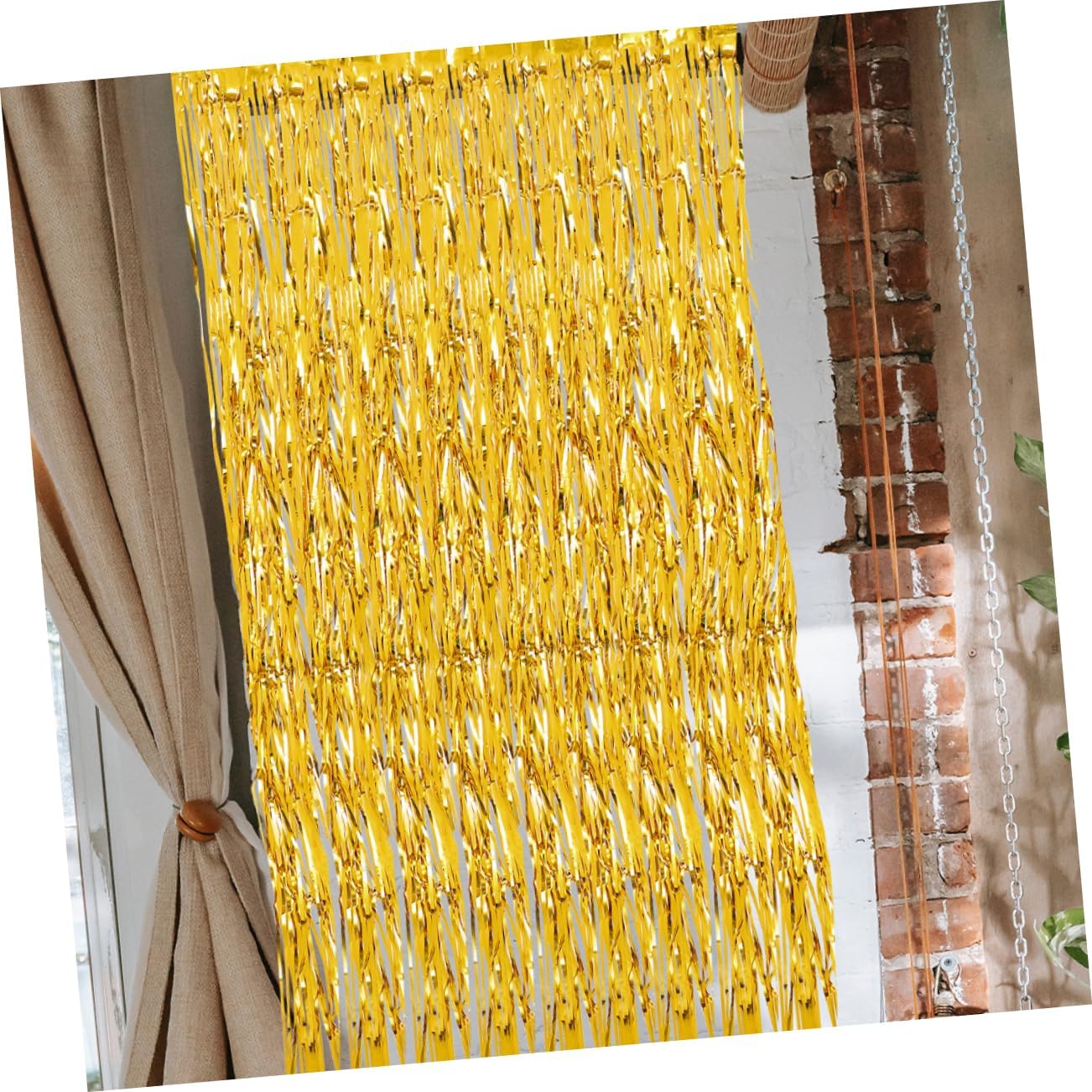 Luxshiny 4Pcs Shiny Fringe Backdrop Curtains Tinsel Streamer Party Decorations for Weddings Birthdays Showers and Holiday Events Elegant Metallic Design