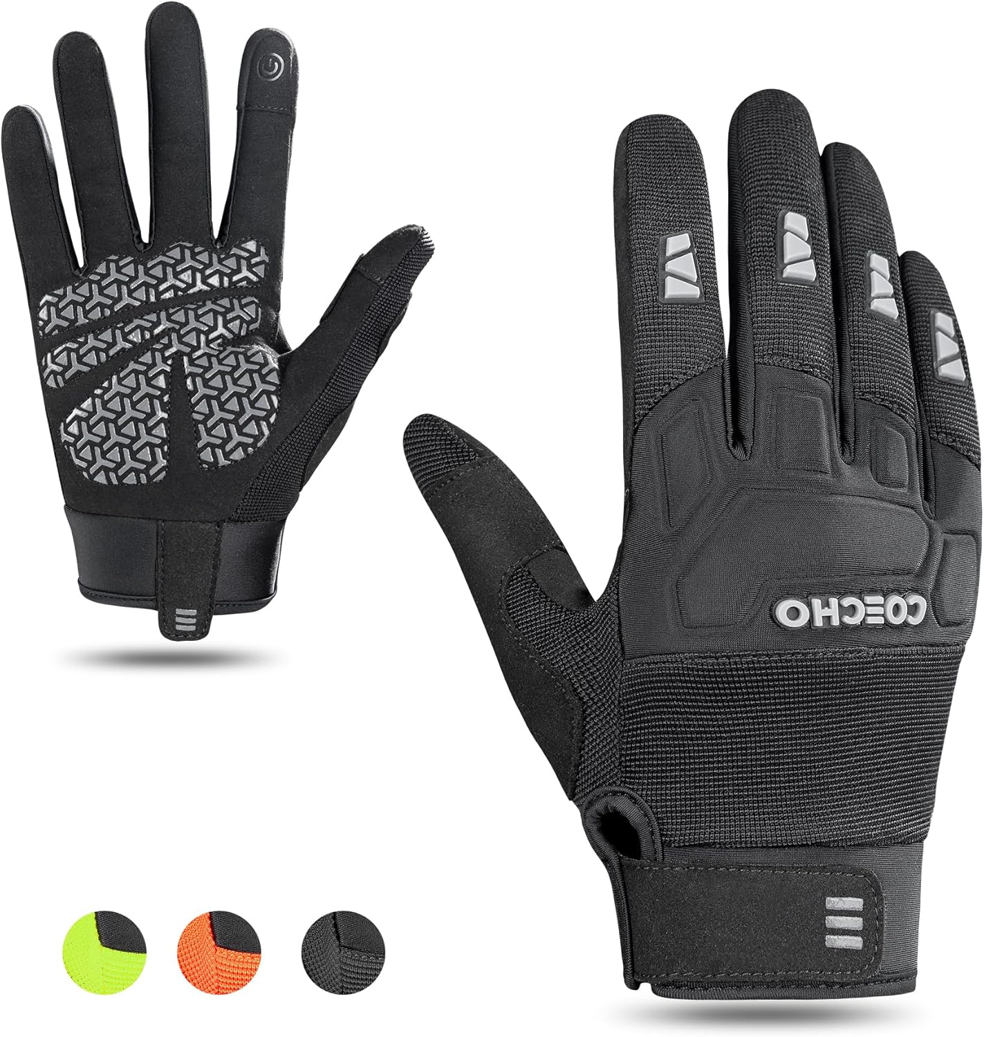 Men's Mountain Bike Gloves - 5mm Shock-Absorbing Anti-Slip Palm, Breathable Knuckle Guard, Touchscreen Fingertips, Lightweight & Durable for MTB/Motocross/Off-Road