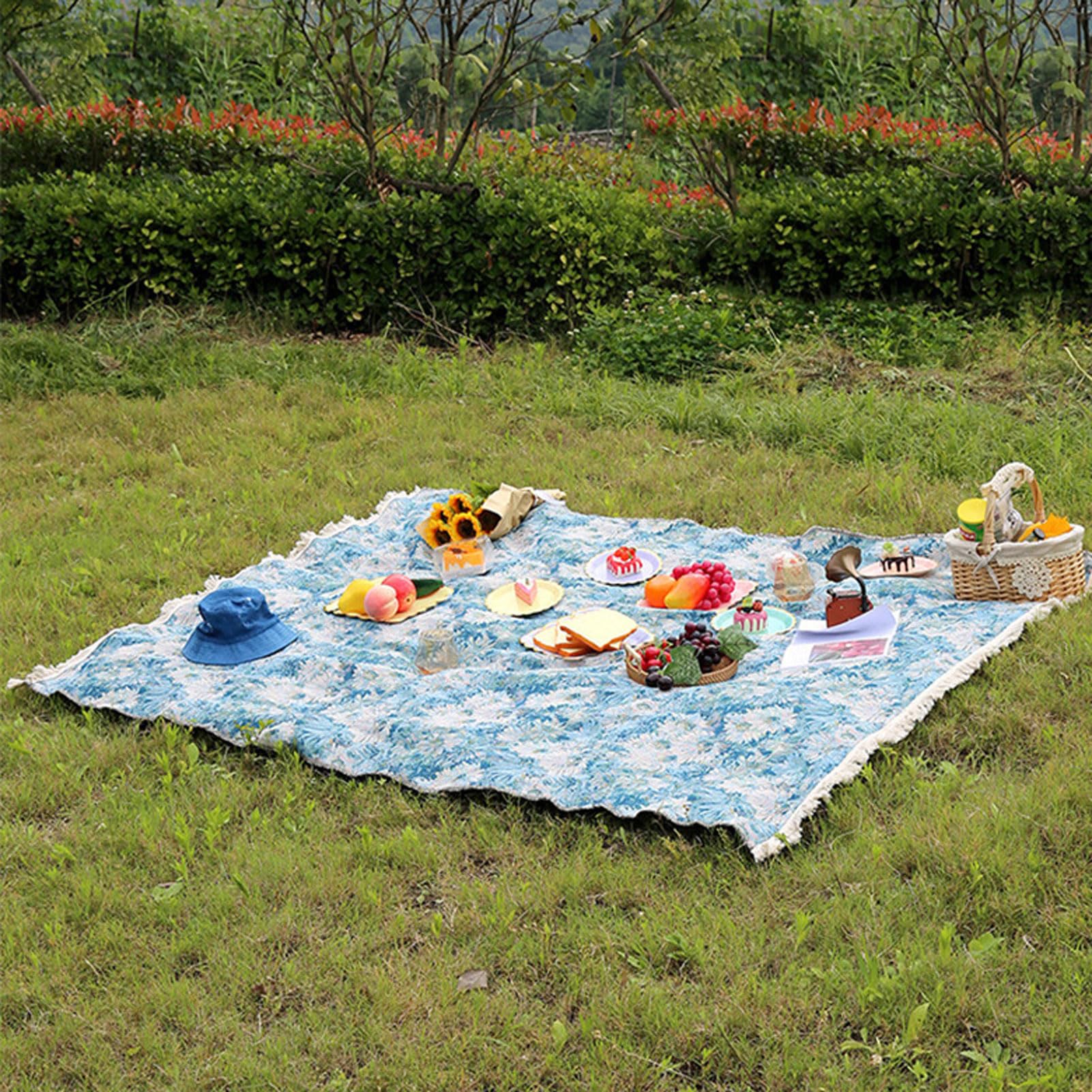 Duża mata piknikowa, koce piknikowe na zewnątrz, składany przenośny koc kempingowy, zmywalny, do użytku wewnątrz, na plaży, w parku, na trawie (G 150x240cm)