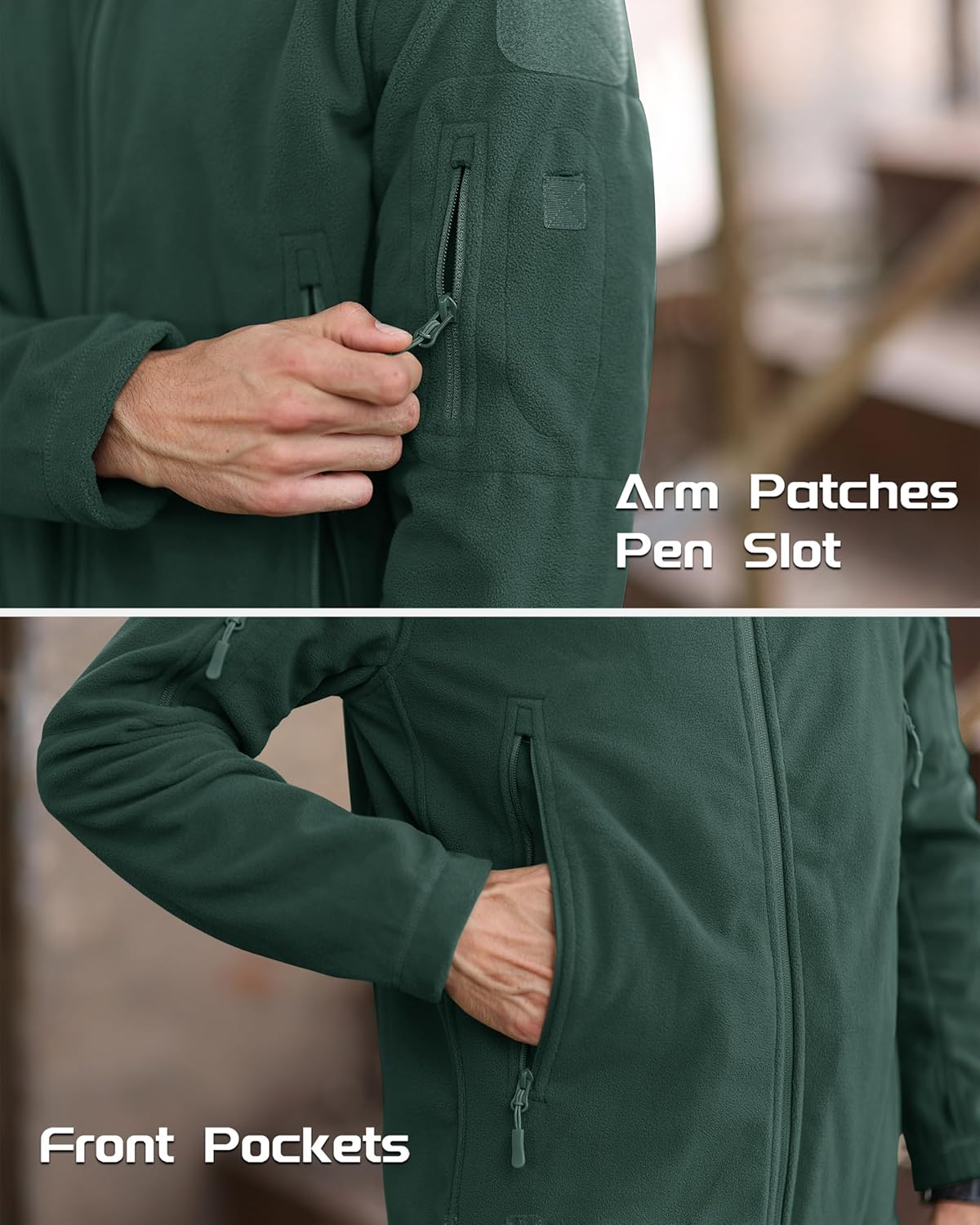 MAGCOMSEN Men's Military Tactical Jacket Warm Fleece Hoodies Sport Outdoor Winter Coats Windbreaker - Image 2