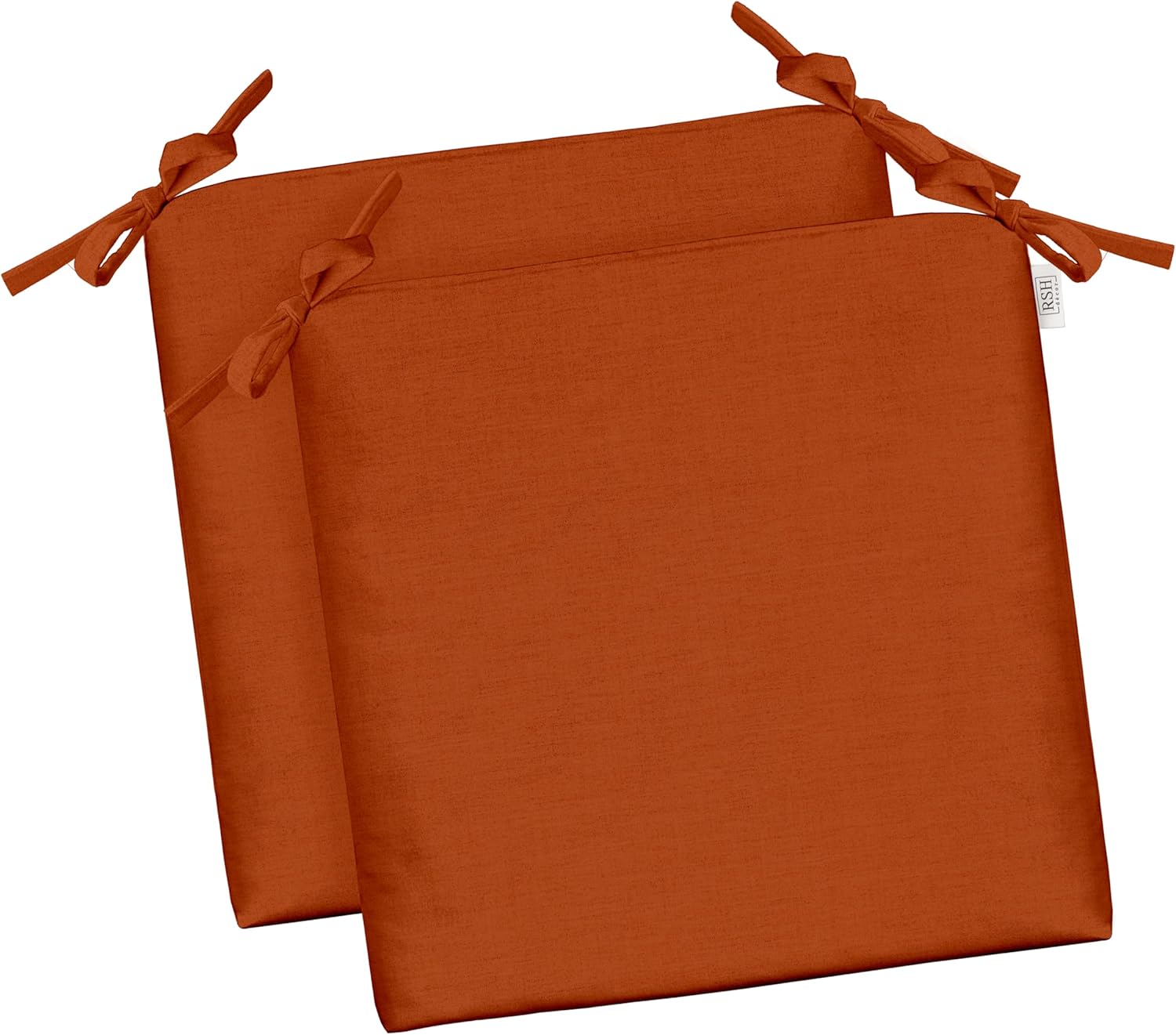 RSH DECOR: Sunbrella Foam Chair Cushions Set of 2 | 20" x 20" x 2" | All-Weather Square Cushions for Patio Furniture | Crafted with Sunbrella Performance Fabric | Canvas Rust