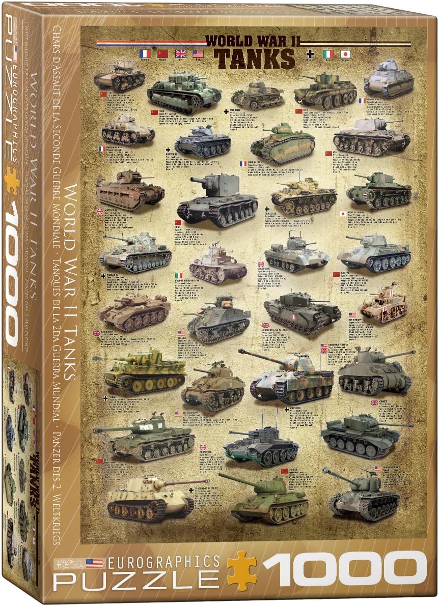 Tanks of WWII 1000 Piece Puzzle , Brown