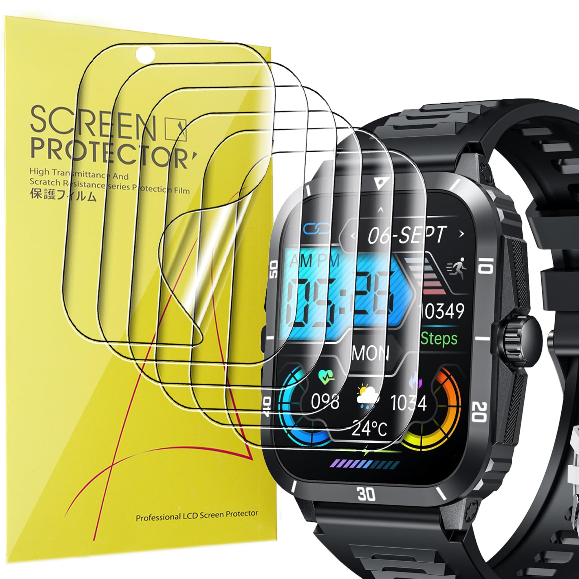 Lamshaw Compatible for NONGAMX Smart Watch Screen Protector, [6 Pack] Full Coverage TPU Clear Film Compatible for NONGAMX K71 2.0", KLOGIPOW KT71, PAKRYS KT71, niizero 2.0 inch Smart Watch (6 Pack)