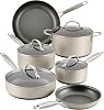 Anolon Achieve Hard Anodized Nonstick CookwarePots and Pans Set, 10 Piece - Silver