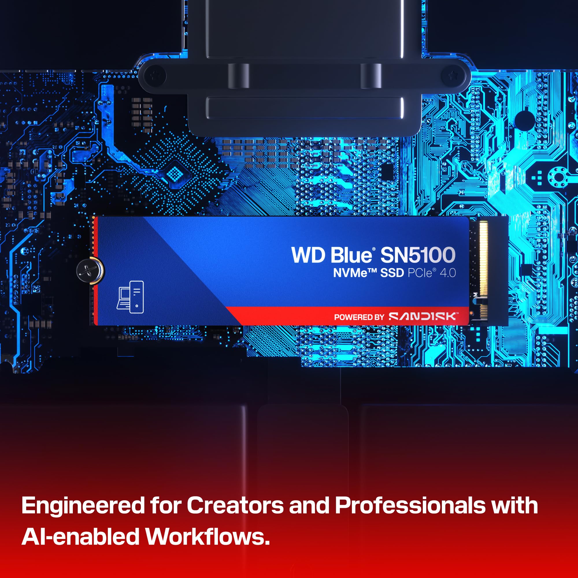 WD Blue SN5100 1TB NVMe SSD - M.2 2280, PCIe Gen 4.0, Internal Solid State Drive - Read Speeds Up to 7,100MB/s, Upgrade Storage for PC/Laptops - WDS100T5B0E