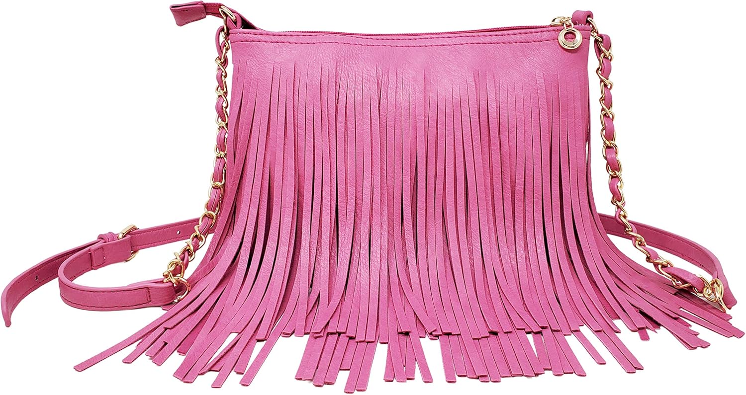 Solene Fringe Crossbody Shoulder Bag with Strap, Tassel Messenger bag, Country Style Western Fringe Purse for Women