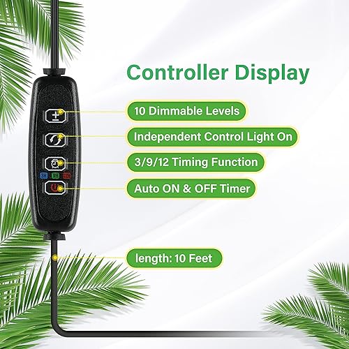Miniatura 2 de iPower Tiras de luz LED de 40 W para plantas de interior con temporizador de encendidoapagado automático de 3912 horas, 10 niveles regulables, 48