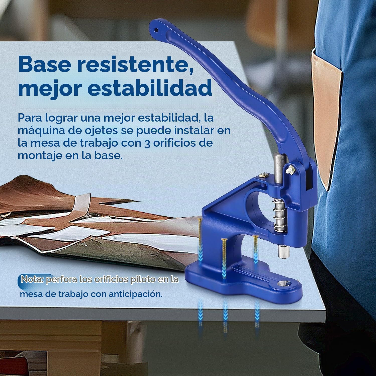Bonvoisin Máquina Manual De Ojales A Presión, Con 3 Punzones | 1500 Ojales (6/10/12mm), Martillo, Base Metálica, Para Cuero, Jeans, Cartón, Tapetes, Ahorro En Laboratorio