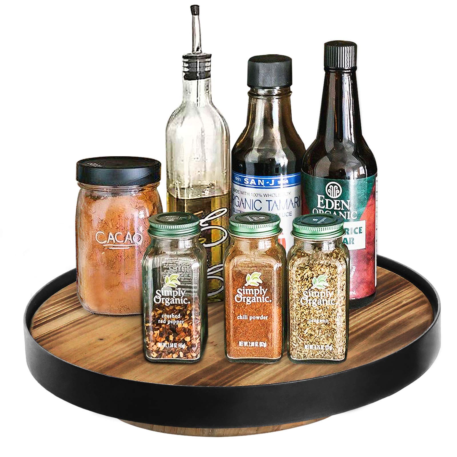 Buy BOLUO Rustic Lazy Susan for Table Farmhouse Wood Rotating Spice Rack Countertop