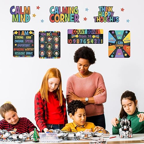 Miniatura 7 de Juego de tablones de anuncios de esquina para decoración de aula, tabla de sentimientos, salud mental, gestión de sentimientos, póster para jardín