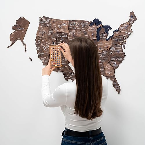 Miniatura 26 de Enjoy The Wood Mapa de Estados Unidos de madera lugares visitados – Mapa 3D de Estados Unidos mapa de viajes decoración de pared de madera – Mark
