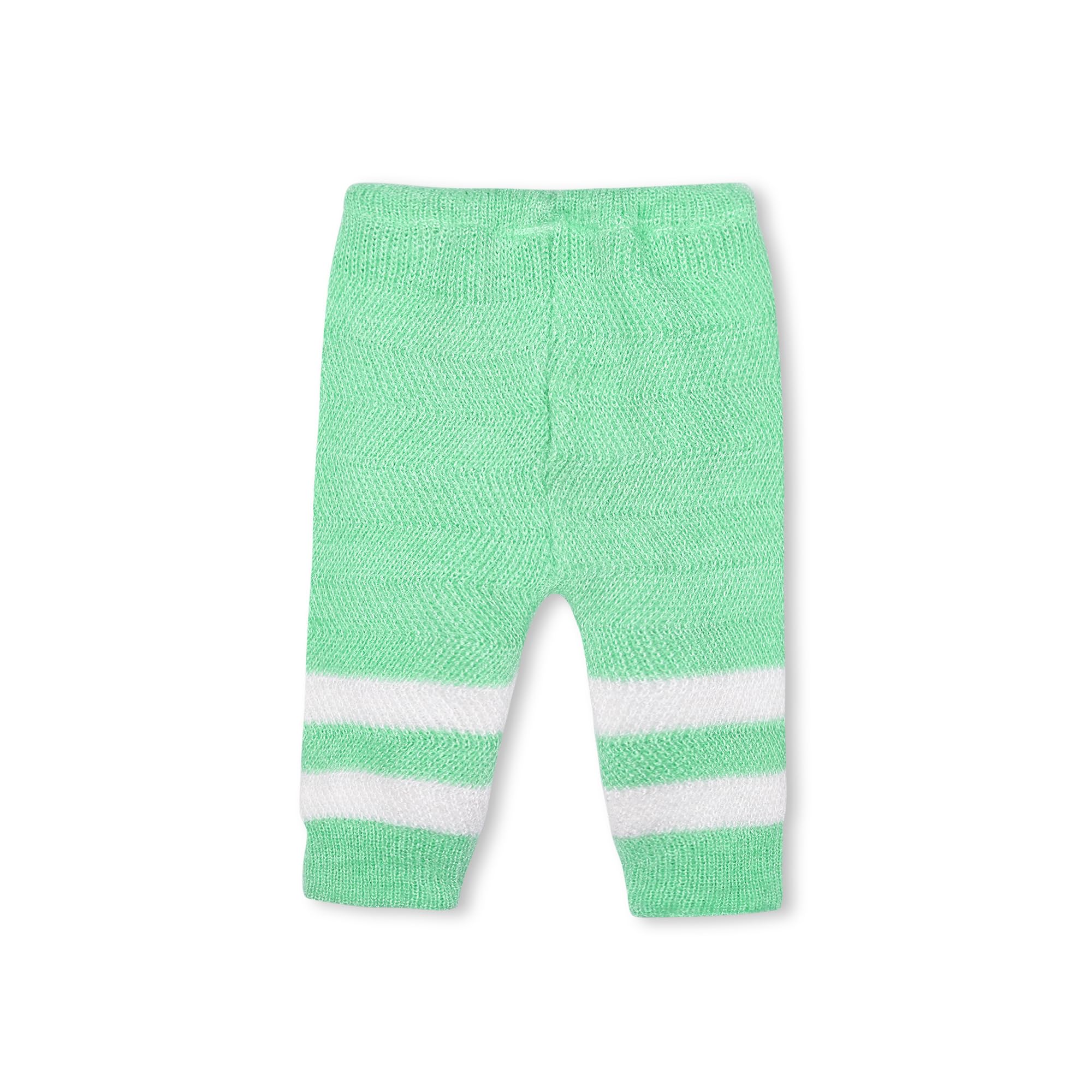 Only 4 Baby Unisex New Born Baby Boys/Girls Sea Green Woolen Front Open Sweater Set with Pyjami, Cap and Pair of Booties for Toddlers - Image 3 thumbnail