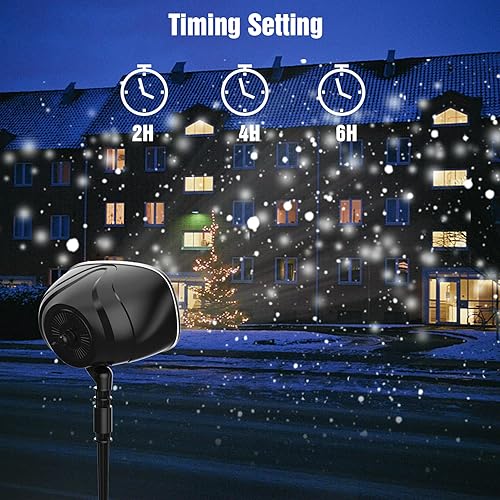 Miniatura 7 de Proyector de luz de nieve de Navidad, luces de proyector de vacaciones con control remoto, luces giratorias de caída de nieve, iluminación