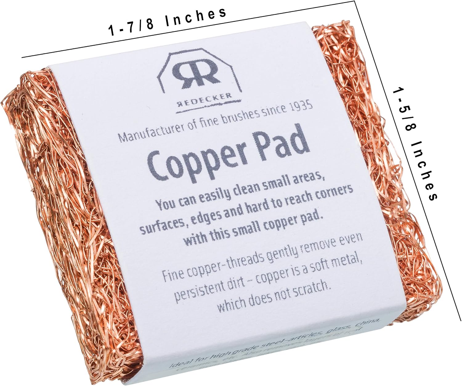 Redecker Mini Copper Scrubber Pads – Small Non-Scratch Scrubbers for Detail Cleaning, Pots, Pans & Edges – Reusable Copper Cleaning Pads, Made in Netherlands