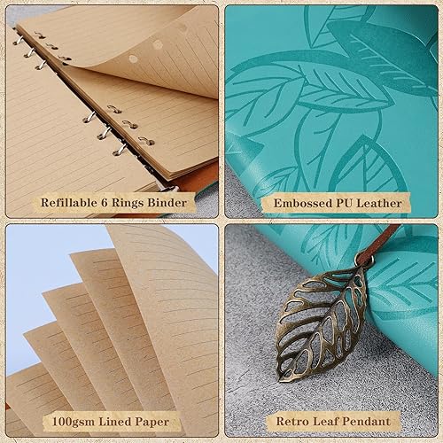 Miniatura 4 de Diario de cuero, diarios vintage para escribir, diario de viaje de 160 páginas rayadas para mujeres, hombres, niñas, niños, regalos, cuaderno de