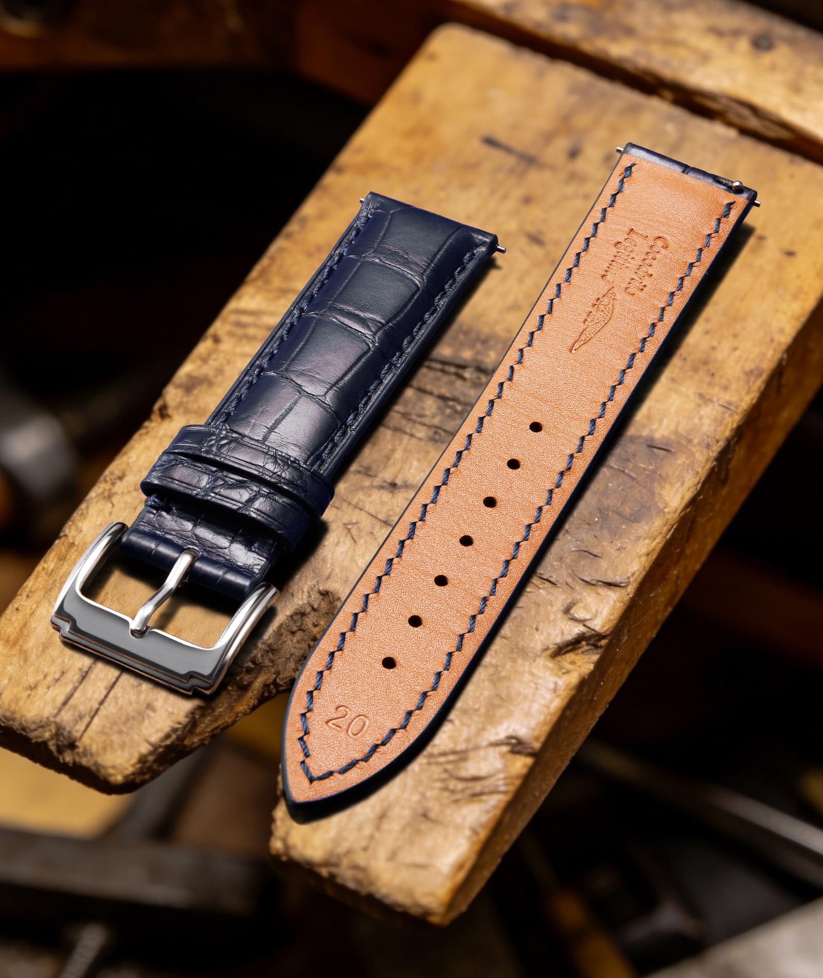 BINLUN Leder Uhrenarmband Echtes Krokodilleder Uhrenarmbänder Alligator Lederarmband für Herren Damen Schnellverschluss Dornschließe 3 Farben Handgemacht Klassische Mode 18mm 19mm 20mm 21mm 22mm 24mm