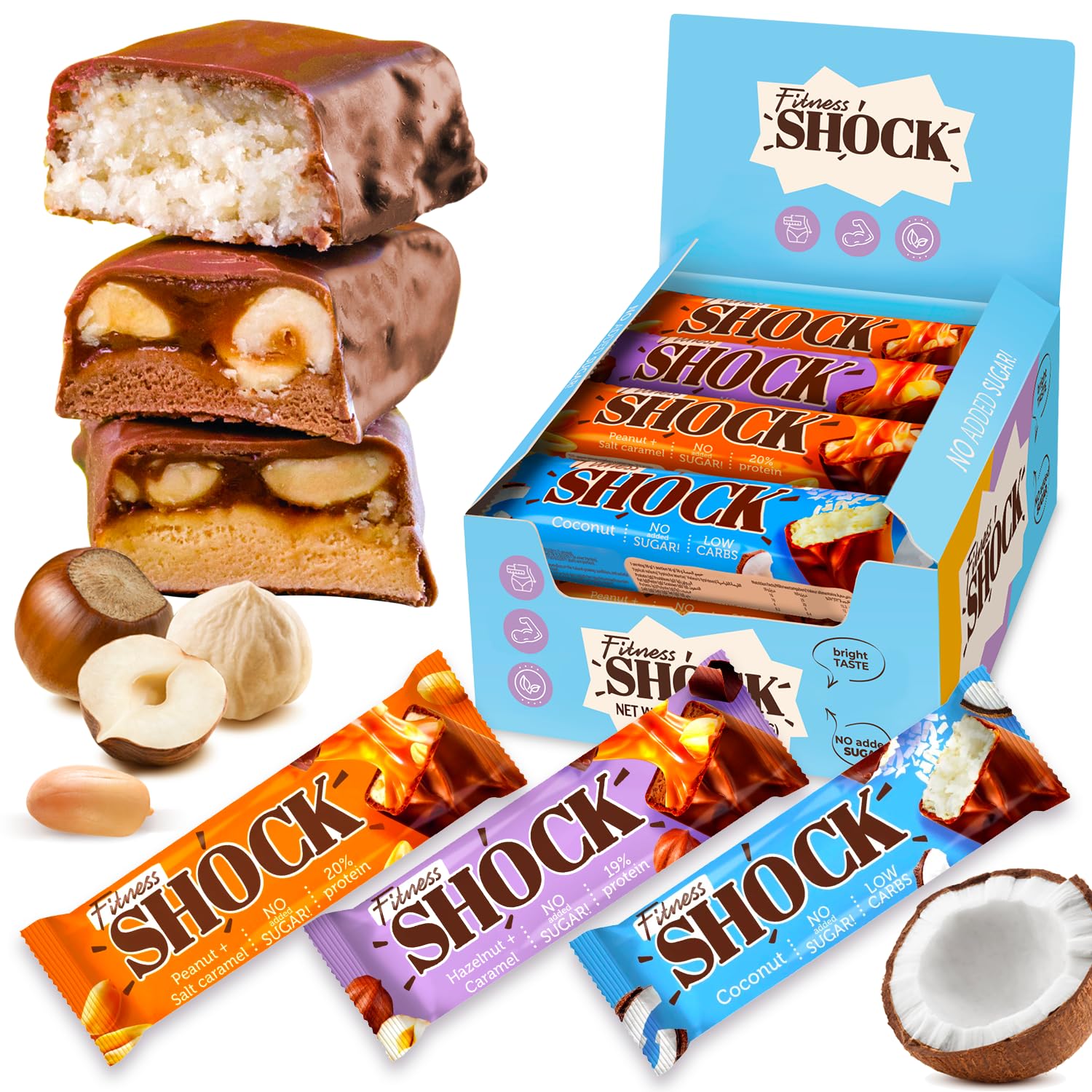 FitnessSHOCK Protein Bars Variety Pack