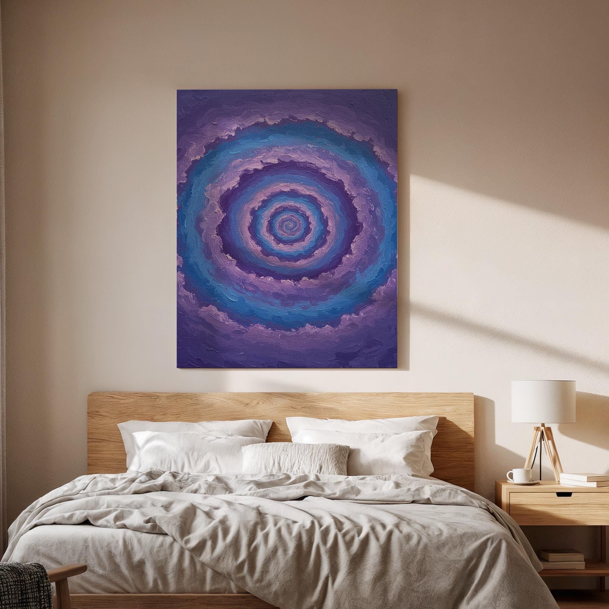 lianyibo Purple Spiral Canvas Wall Art, Abstract Geometric Print, Mandala Artwork, Minimal Modern Living Room Decor(50x70cm/Frameless)