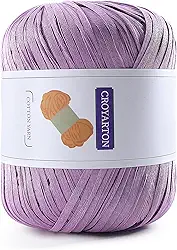 Fio de ráfia para crochê, fio de algodão macio para crochê, bolsa de praia de verão, 114 jardas/fio de papel de fita de 50 g para iniciantes, bolsa de tricô de mão DIY (roxo escuro)