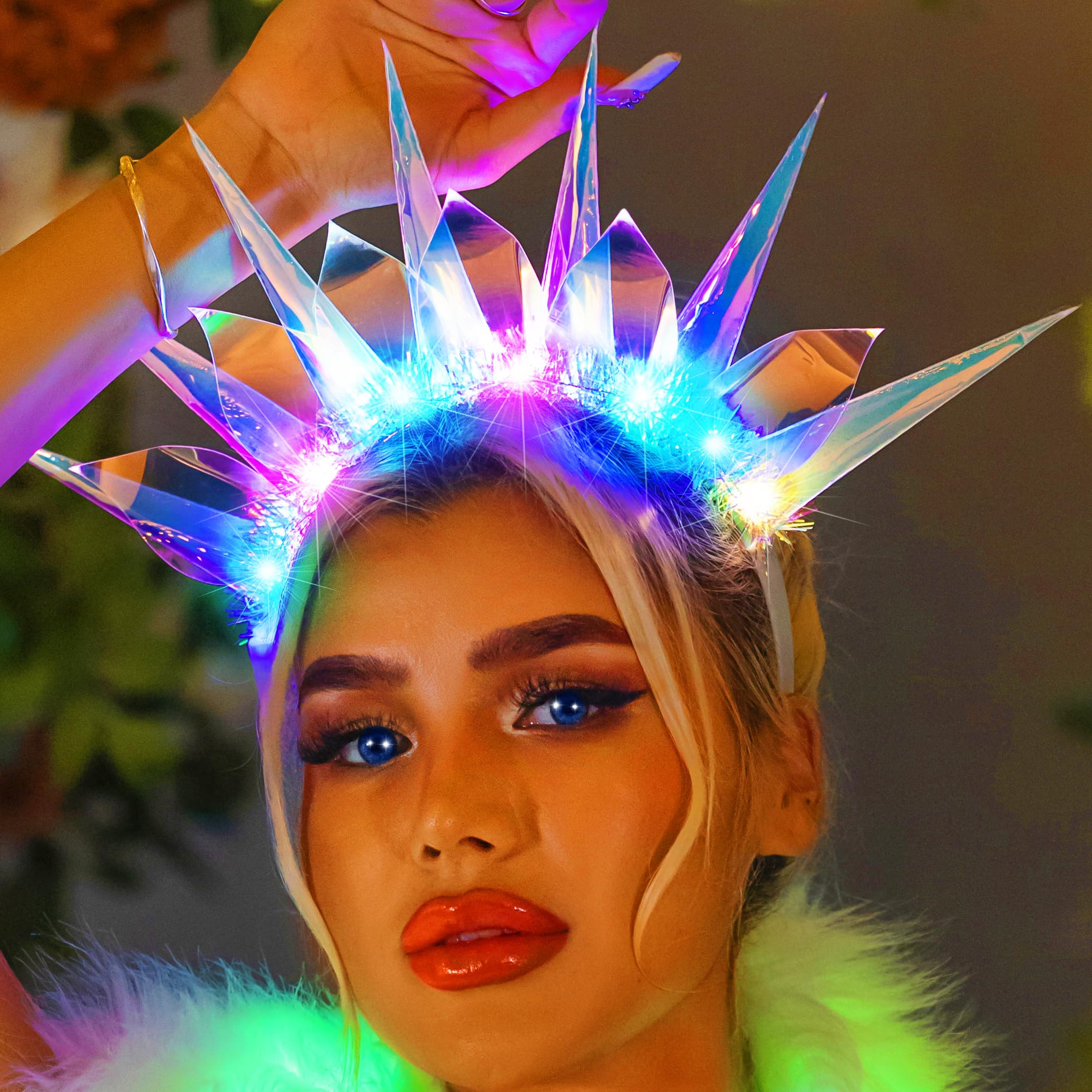 Fashband Diadema iluminada con purpurina LED, bandas para el cabello que brillan en la oscuridad, diademas de Halloween, Navidad, fiestas, accesorios para el cabello para mujeres y niñas