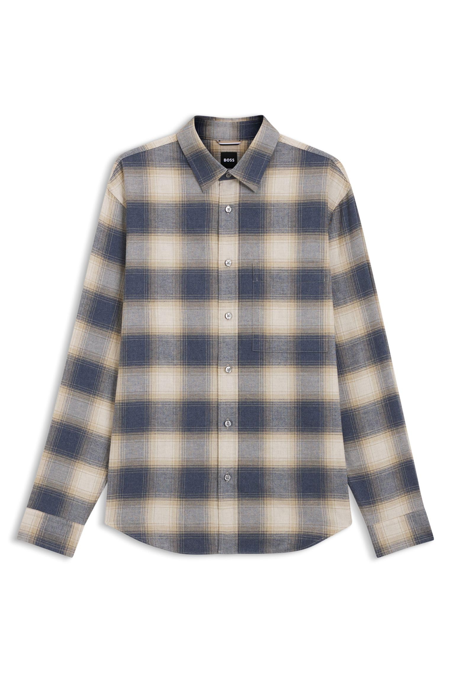 BOSS Herren H-OWENL-K-P-261 Relaxed-Fit Hemd aus kariertem Baumwoll-Flanell Hellblau M