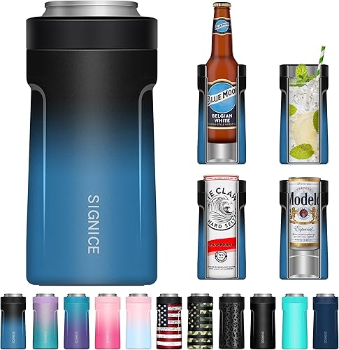 Miniatura 68 de Enfriador de latas universal aislado 3 en 1 – Aislador al vacío de doble pared de acero inoxidable delgado para botellas de cerveza de lata regular