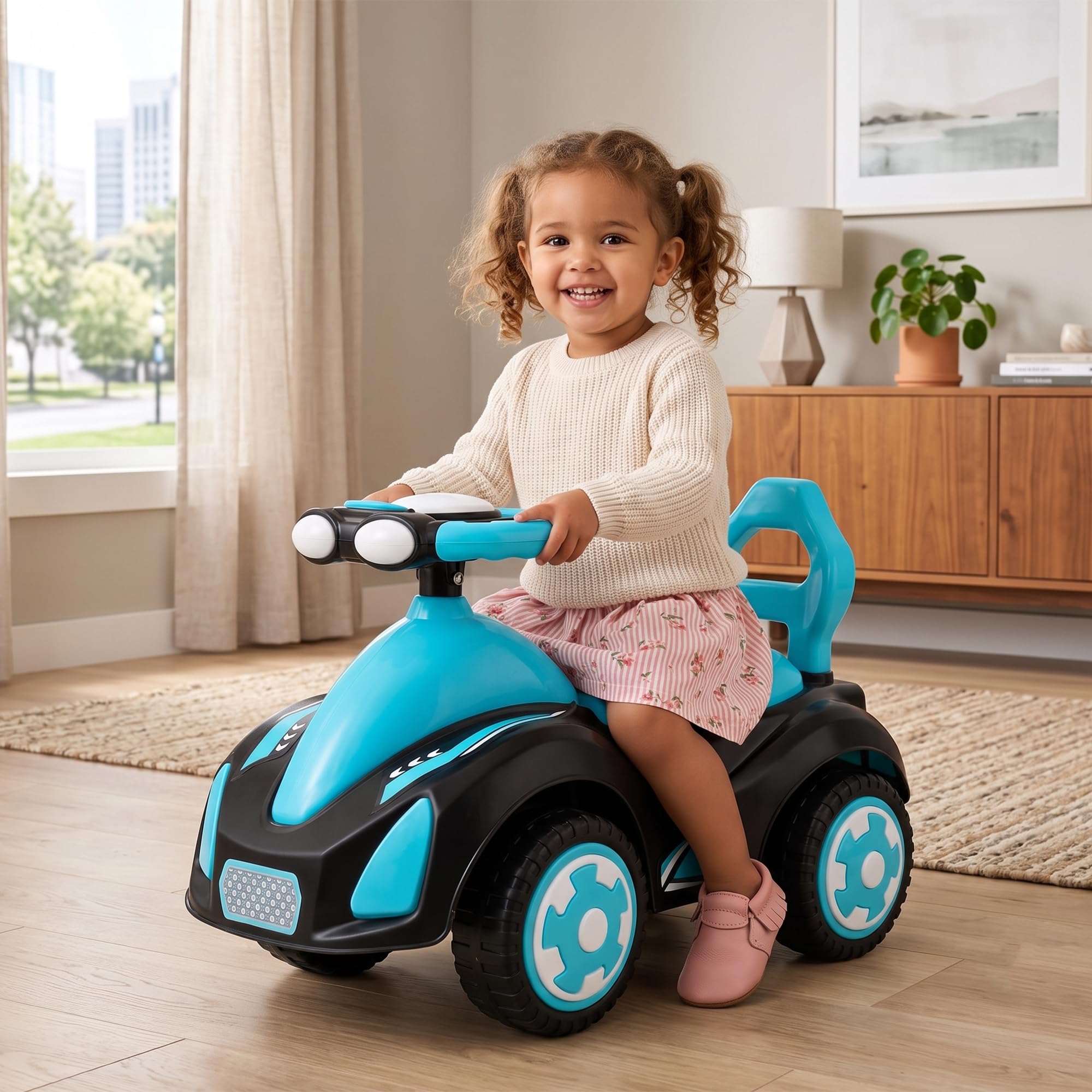 Toddler Ride On Car with Steering | Manual Ride On Vehicle for Boys & Girls Foot-to-Floor Design, Indoor Use, 4-Wheel Stability, Toddler Age Range, Push & Ride-image-35