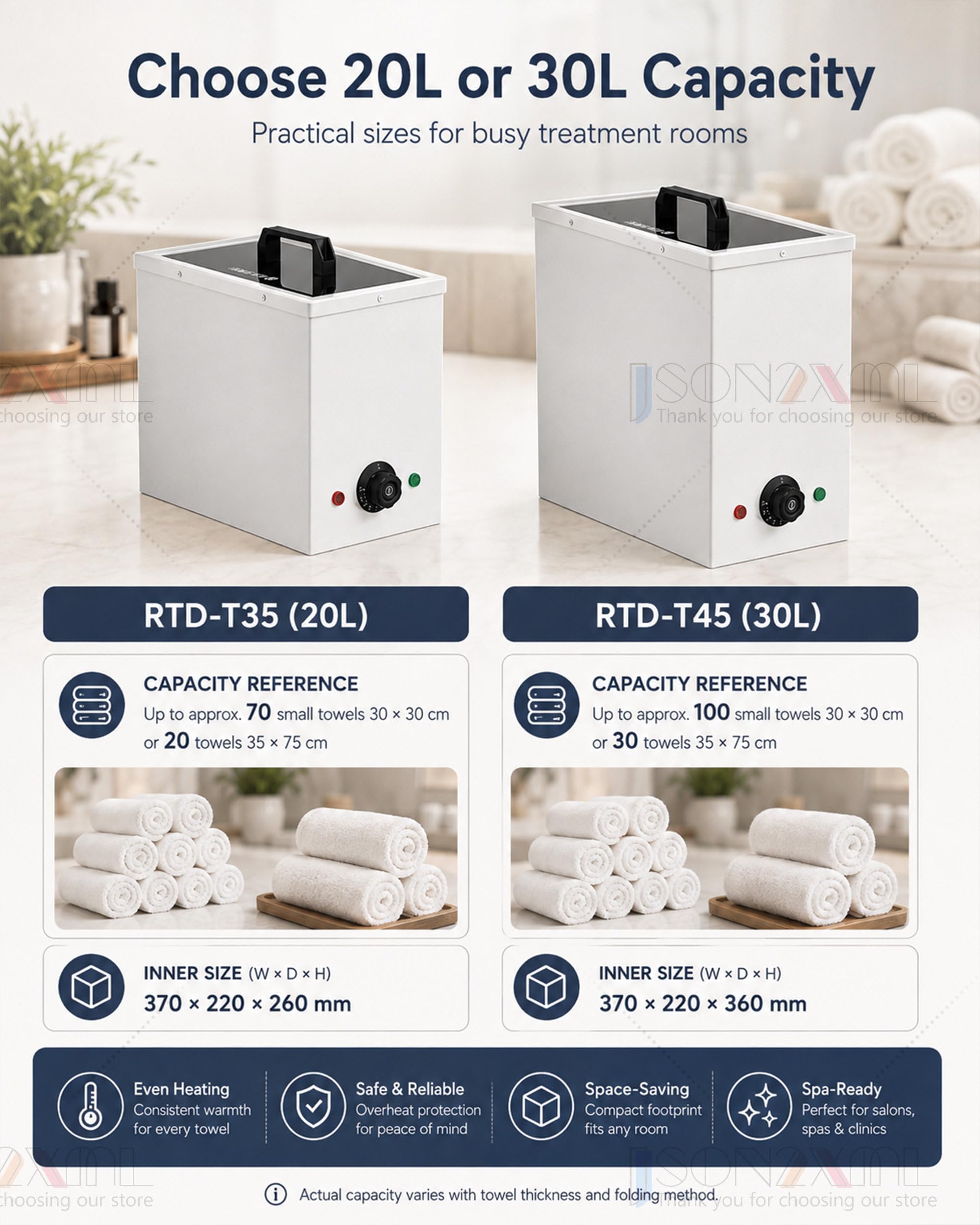 Calentador de Toallas SPA 30-110°C con Estante Inoxidable para Salón White-20L