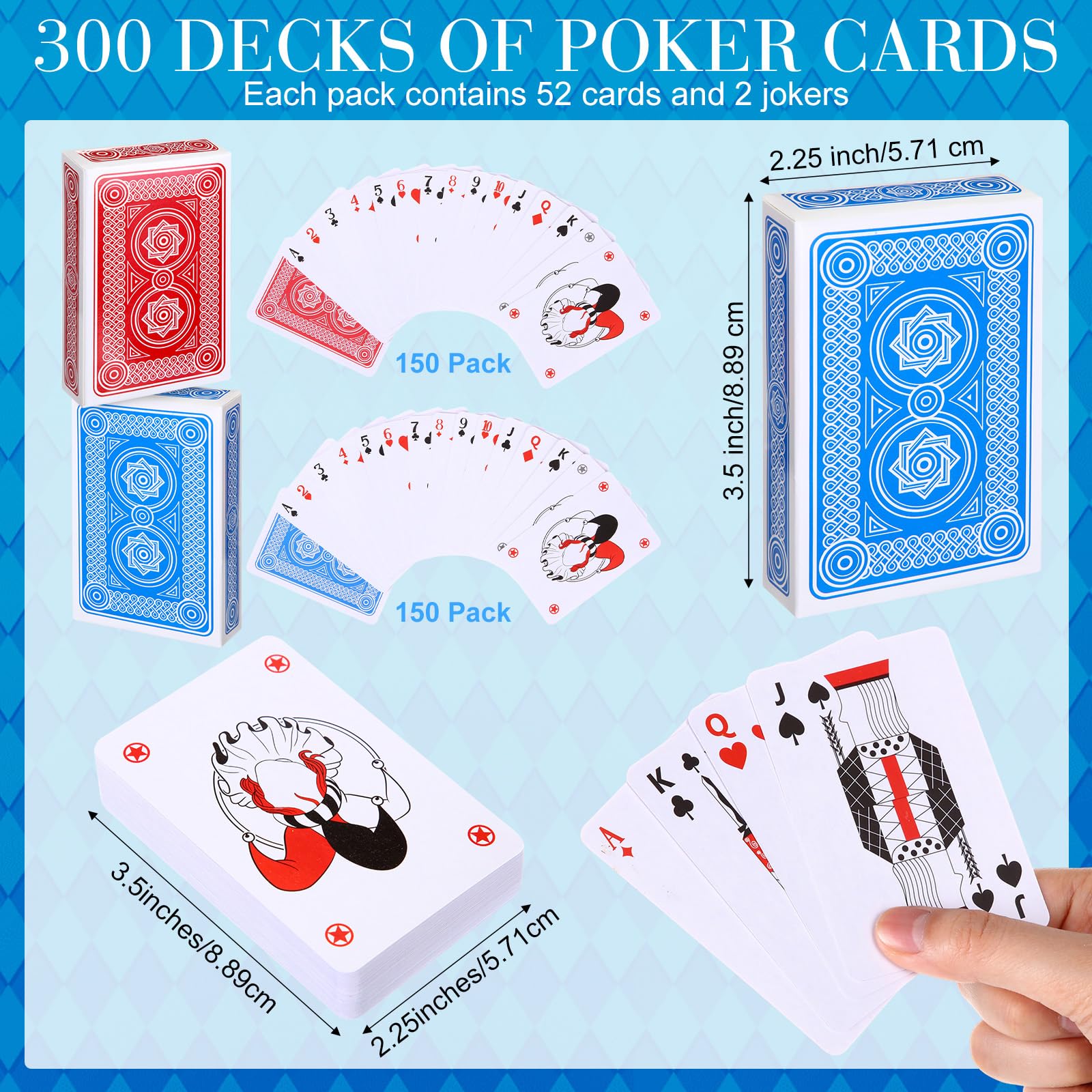 Zubebe Confezione da 200 carte da gioco, 5,7 x 8,9 cm, indice standard rosso e blu, articolo da gioco da viaggio, per attività, feste, giochi, novità regalo (classiche)