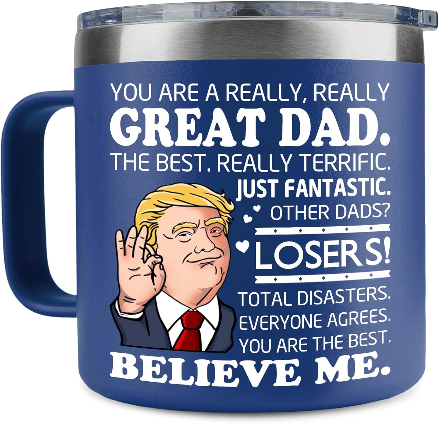 Christmas Dad Gifts from Daughter, Son - Dad Coffee Mug - Birthday Gift For Dads, Father, Papa - Christmas Gift Ideas For Dads, Daddy, Father - Stainless Steel Tumbler 14 OZ