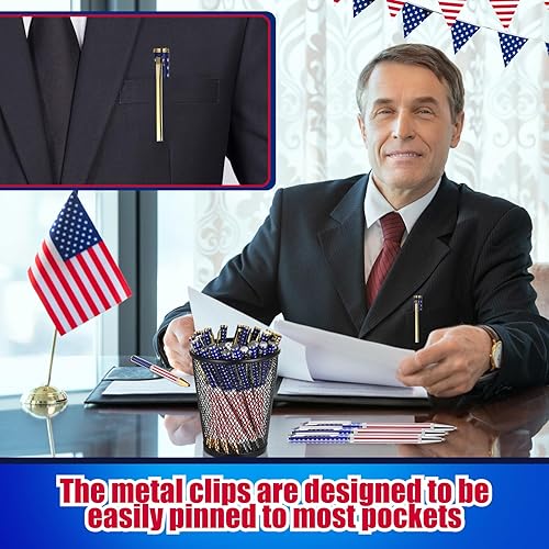 Miniatura 5 de Gueevin 120 bolígrafos de metal con la bandera estadounidense, regalos para el día de la Independencia de los veteranos, regalos del día de