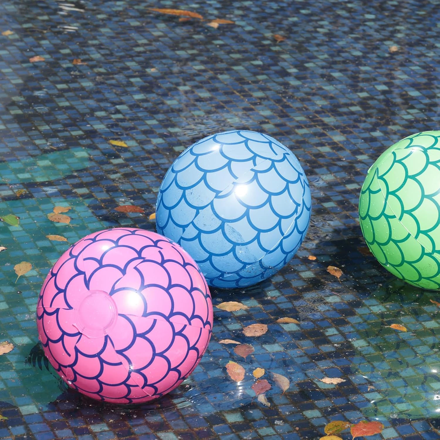 FUTUREPLUSX 4Pack Beach Balls, 10Inch Inflatable Pool Balls for Mermaid Party Decorations Summer Water Games