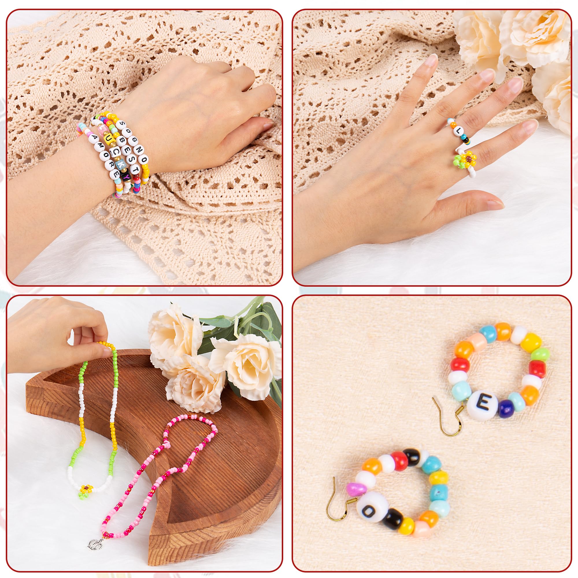 SANDNO Perline Per Braccialetti 5800 Pz- Kit Perline Per Braccialetti Fai Da Te Kit di perline per la creazione di bracciali e gioielli fai da te