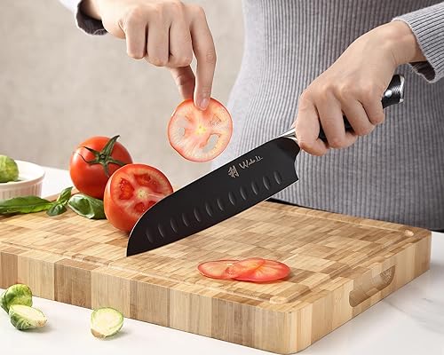 Miniatura 4 de Wakoli TTN - Juego de cuchillos de chef de 5 piezas con bloque magnético de acacia, cuchillas de acero inoxidable 5Cr15MoV con revestimiento de