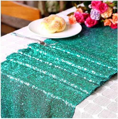 LQIAO Camino de mesa de lentejuelas verdes de Feliz Navidad, 12 x 72 pulgadas, tela verde, boda, fiesta de cumpleaños, eventos, bricolaje LQIAO Camino de mesa de lentejuelas verdes de Feliz Navidad, 12 x 72 pulgadas, tela verde, boda, fiesta de cumpleaños, eventos, bricolaje