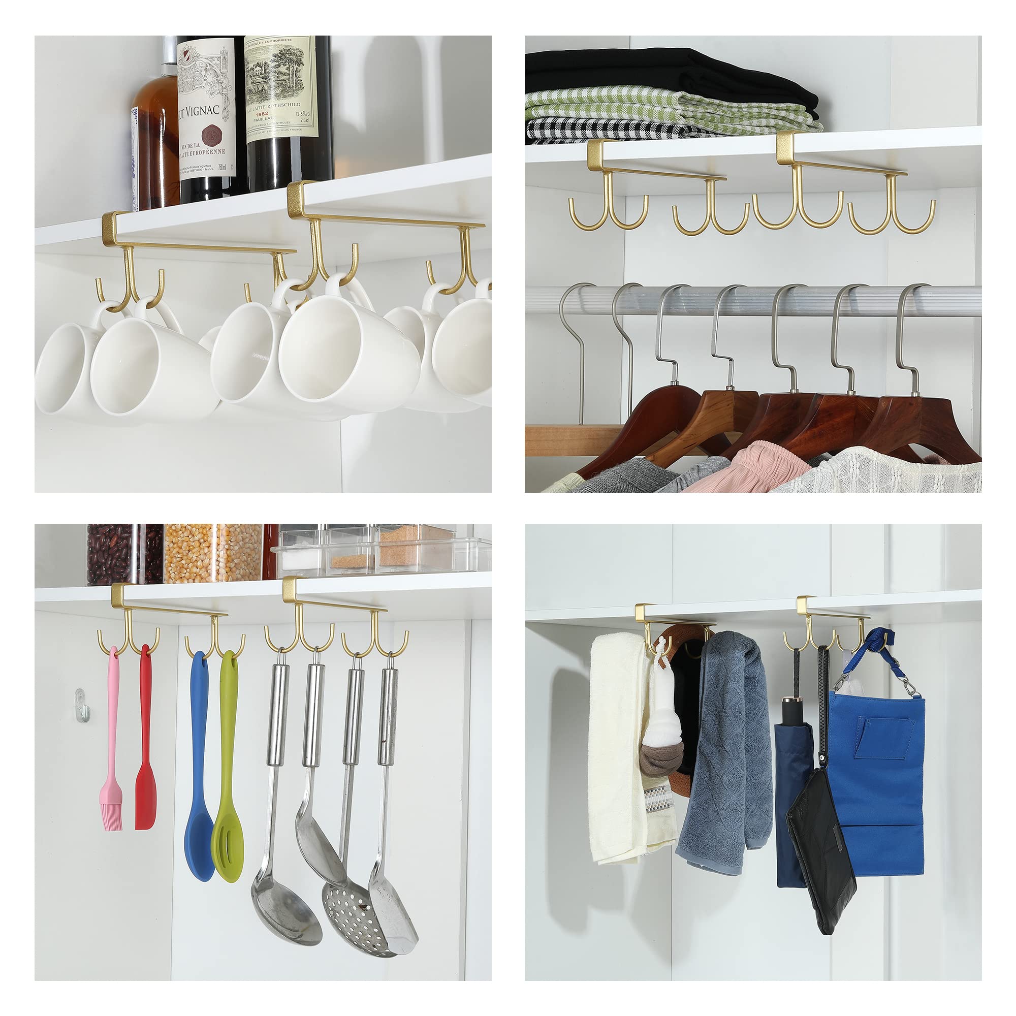 Appendiabiti Con Ganci Alliebe - Set Da 3, Per Mensole, Max Carico 3kg, Multifunzione - Foto 9