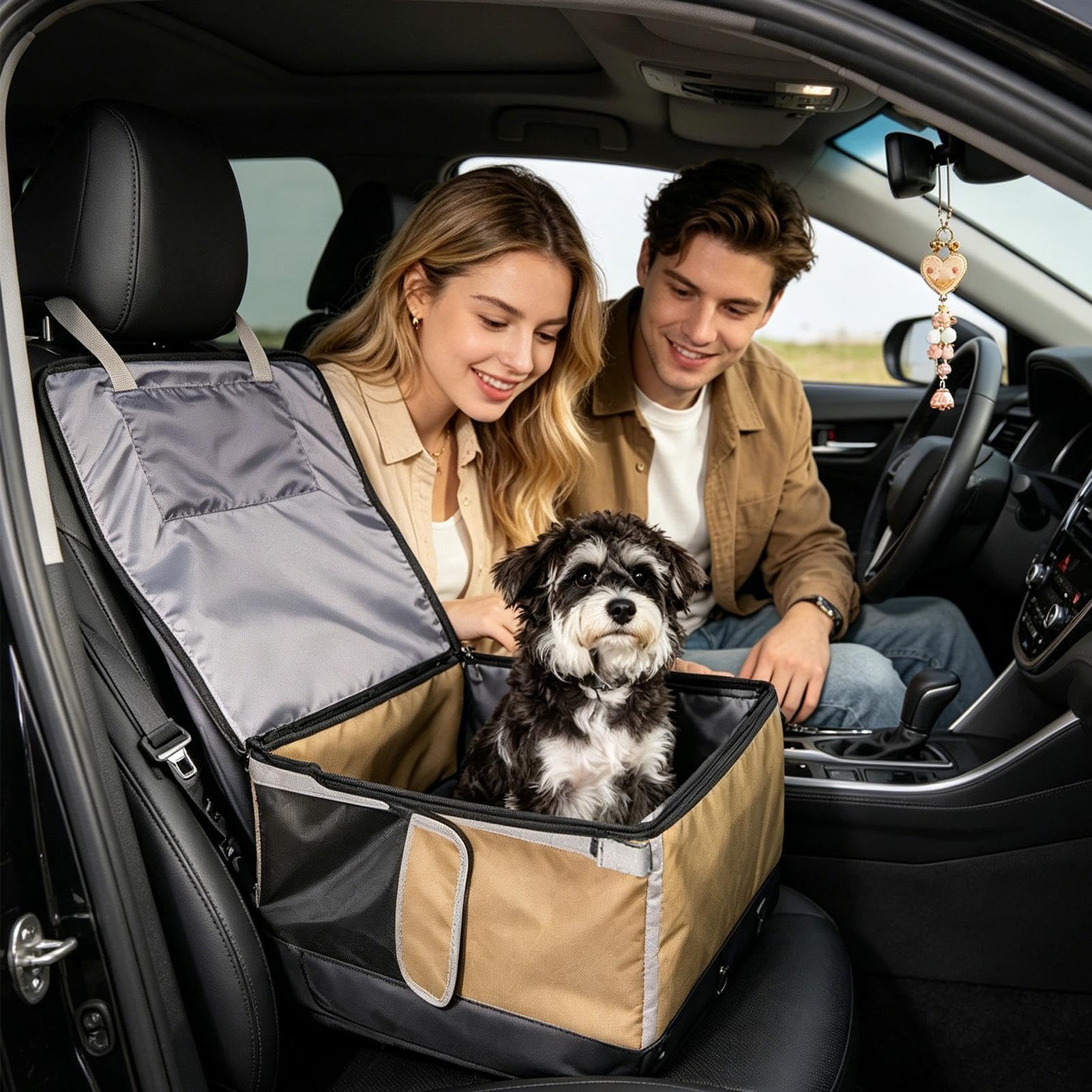 Asiento elevador para mascotas, cama de viaje portátil para coche, transportador de animales transpirable, salón de vehículo extraíble, organizador de seguridad compacto, solución de conducción para