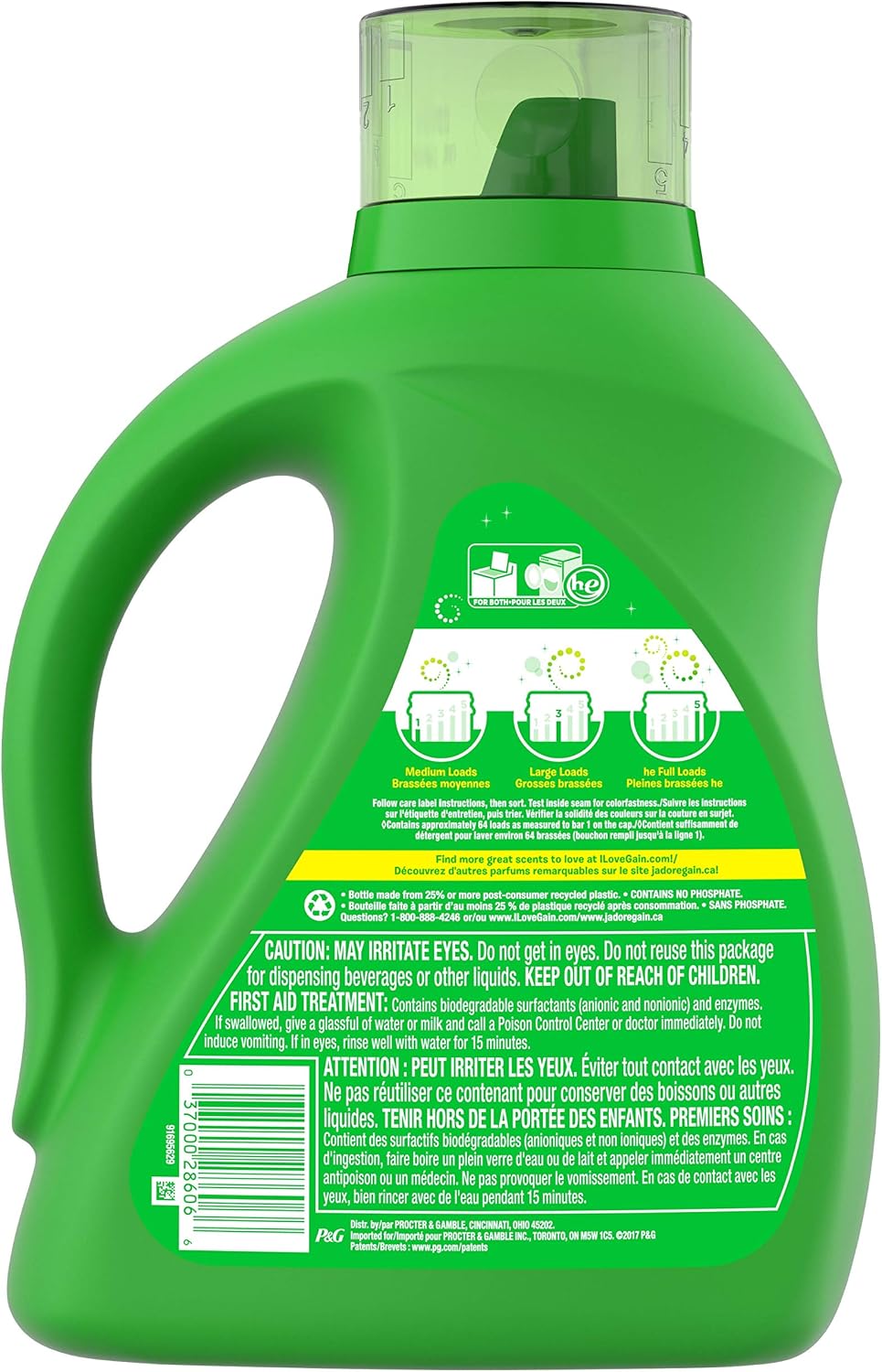 Gain Liquid Laundry Detergent, Lavender Scent, 64 Loads, 100oz (Packaging May Vary)